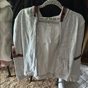 PINK Victoria's Secret Gray Hoodie with Sequin Detail
